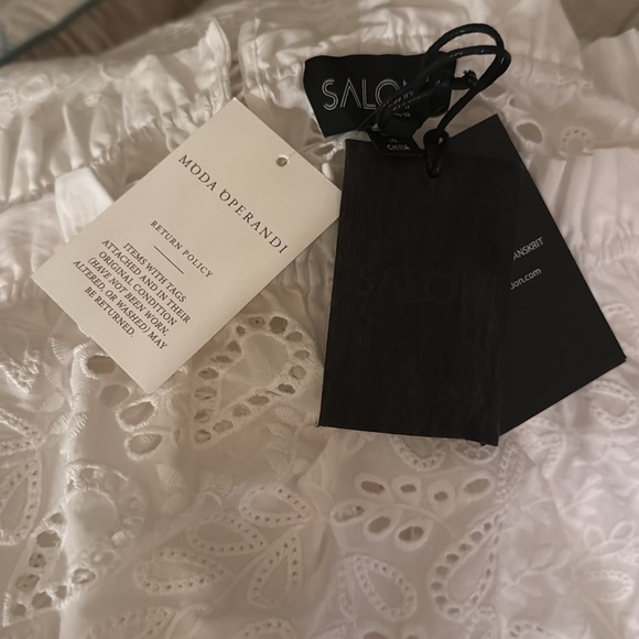 Saloni White Eyelet Grace Off the Shoulder Midi Dress NWT - Picture 10 of 10